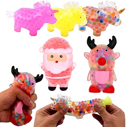 Cenmeytoy Unicorn Squishy Stress Stress Toy играчка за девојчиња, момчиња, возрасни, топки со монистра со вода од гел внатре, промовирајте