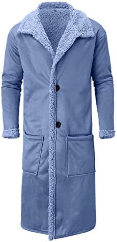 Beuu Fleece Long Cardigan Count за мажи, отворено предно копче Туника волна ровови палта меки зимска топла надворешна облека