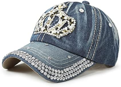 Бејзбол капа Сонце капа Rhinestone Sequin Cap Diamond Bling Hat Cute Cool Cool Chats Model Chomcher Chaps за жени мажи