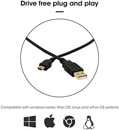 Cmple - 10ft МИНИ USB Кабел USB А До Мини Б Пренос НА Податоци USB Кабел ЗА Полнење 5 Пински Мини USB ДО USB Машки До Машки Кабел