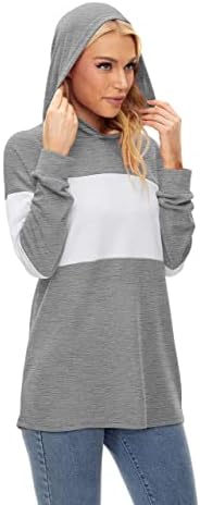Алуроди лесни дуксери за жени во боја блок пуловер качулка со дуксери со долги ракави случајни