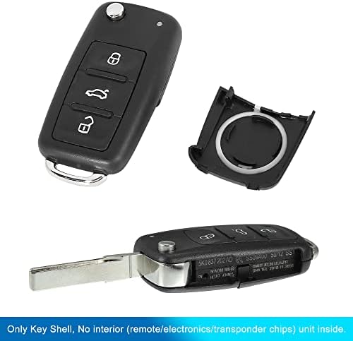 UXCELL Нова замена за преклопување на далечински клуч за далечински клуч 5K0-837-202 за VW Beetle Caddy Jetta 2011-2013