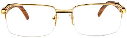 Fabeaulux Класични очила за читање - Ексклузија. Елита професорска дизајн метална рамка, рака од дрво жито, распрскувачки леќи. Читател А258