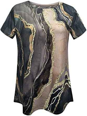 Lutенски летни лабави врвови 2023 мода печатена обична кратка ракав тркалезна пулвер со долги маици блуза Туника