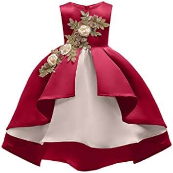 Девојки од јагниг девојки свадба принцеза фустан девојче летање со ракав ракав V-врата цветна отпечатоци од лајл слој забава фустан