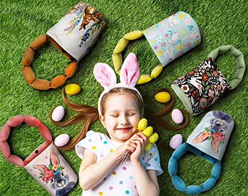 Bunny Basket Tote Tote Bag За зајак платно торби за корпи со рачки пикник пролет дневно носење