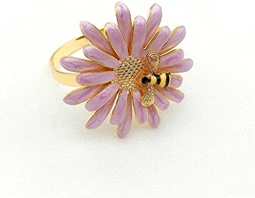 Lyе прстен од салфетка 12 парчиња/комплети креативно ново пчела цветно салфетка копче западно-стил цинк легура прстен за салфетка