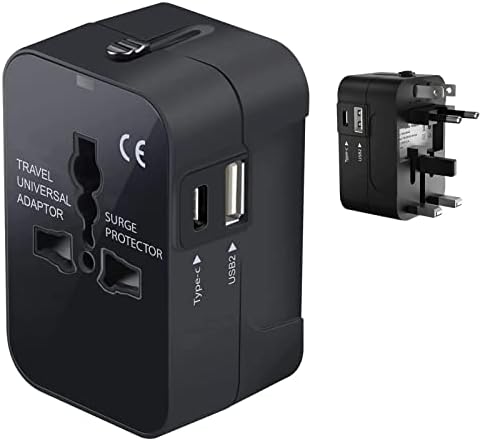 Travel USB Plus Меѓународен адаптер за напојување компатибилен со Kyocera C5215 за светска моќ за 3 уреди USB Typec, USB-A за патување