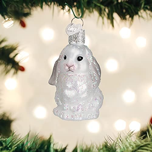 Божиќни украси на стариот свет бело бебе зајаче стакло разнесени украси за новогодишна елка