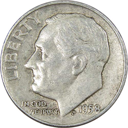 1958 г Рузвелт Диме Аг за добро 90% сребро 10ц со колекционерска монета од САД