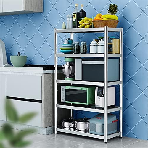WOGQX прилагодлива полица за складирање во кујна, микробранова полица од не'рѓосувачки челик, алатка за стоење на пекари, 3tier, 4