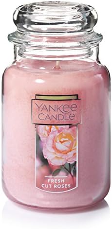 Јанки свеќа свежо исечени рози миризливи, класични 22oz голема тегла единечна фитил свеќа и лимон миризлива миризба, класична 22oz голема тегла