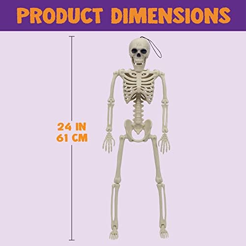 Oyоин 2 парчиња 24 ”скелети за Ноќта на вештерките целото тело виси скелети Човечки пластични коски со подвижни позитивни споеви
