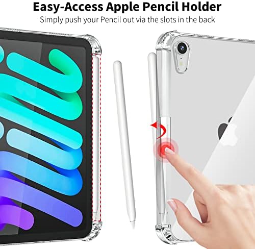 AICASE CASE за iPad Mini 6 Case Clear Shock Absorbing Flexible TPU заштитно покритие Транспарентно тенок компатибилен со молив за iPad Mini