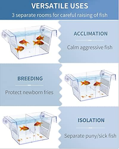 Аквариумска Кутија За Размножување Акрилни Мрестилишта Резервоар За Инкубатор Со Вшмукувачки Чаши Кутија За Средна Изолација За Бебешки Риби