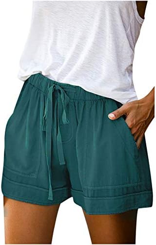 Обична спортска облека еластична половината џеб атлетски летни шорцеви панталони женски шорцеви случајни плус големина удобна влечење лабава