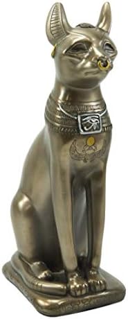 Еброс Античка египетска божица седи статуа на мачки Бастит во врзана смола бронза 11,5 висок заштитник на фараонски жени мачки дома и плодност Баста фигура