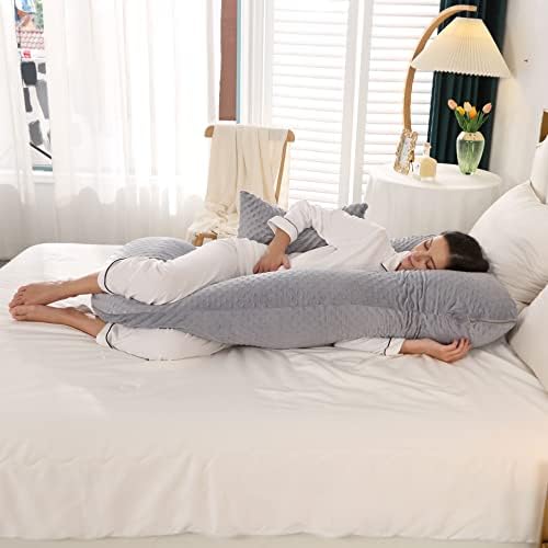 Yozlnfo Перници за бременост за спиење, висока еластична PP памук, целото тело за породилно тело, во облик на памучна покривка, одвојлива