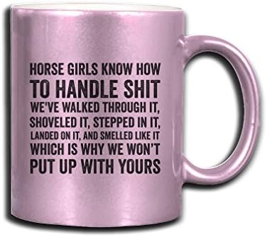 Коњските девојки знаат како да се справат со срања wev… смешен чај чај керамички металик кригла розова