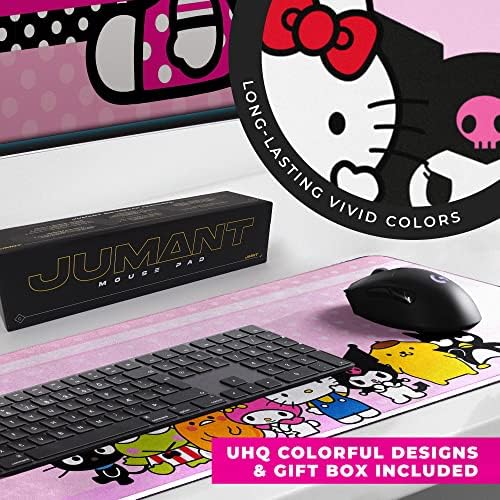 Jumant аниме рампа на глувчето XL - Hello Kitty Pad на глувчето - подлога за глушец Каваи - аниме розово биро со додатоци за биро - додатоци за игри со глувче - Подлога за тастатур