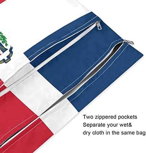ЗНАМЕ НА Доминиканската Република Водоотпорна Влажна Торба Ткаенина За Повеќекратна Употреба Пелена Влажна Сува Торба Со Патент Џеб За Патување