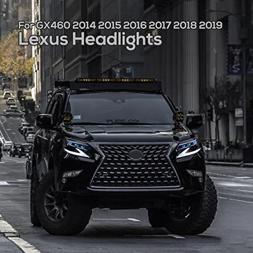 UQZ LED Фарови Компатибилни Со Lexus GX460 2014 2015 2017 2018 2019, Собрание На Фарови Со Троен Зрак ЗА GX460 Со Последователен