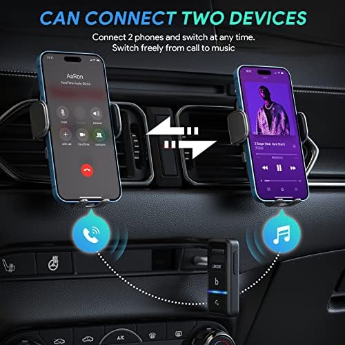LENCENT Bluetooth 5.0 Приемник, 3.5 mm Aux Bluetooth Адаптер За Автомобил Со Микрофон За Поништување Бучава, Комплет За Безжичен Автомобил,