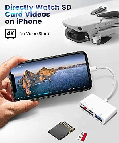 Apple Молња НА SD &засилувач; TF КАРТИЧКА USB Камера Адаптер Со Полнење Порта за iPhone/iPad, 4 во 1 Читач На Картички ЗА USB