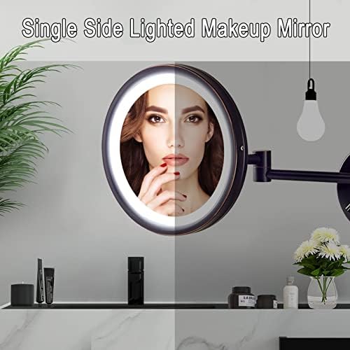 SRVNT Шминка Огледало Со Светлина, 360° Вртливи Продолжување Бања Бричење Ѕид Монтирани Лупа Лесно Чиста Суета Еднострани Убавина Огледало/5X