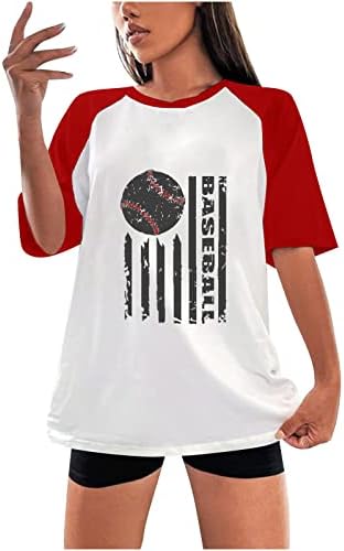 Маица за бејзбол Мргиинри за жени 2023 Смешни бејзбол кошули лето мода кратки ракави на врвови, обична лабава фит блуза