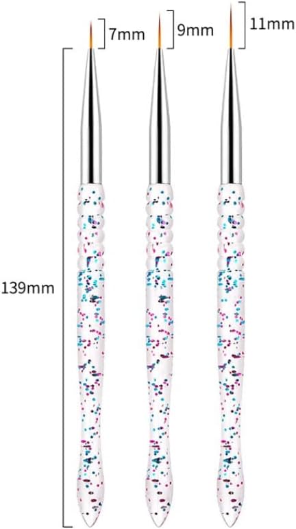 Walnuta 3PCS Nail Art Liner Brush Acrylic Harky Lines лента за цртање на цвеќе Пен 7/9/11mm Комплети за маникир