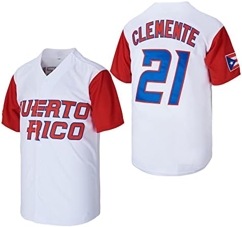 Машки 21 Роберто Клементе Порторико Светска Игра Класичен Бејзбол Дрес Зашиени