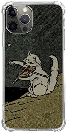 Мачка Со Виолина Телефон Случај за iPhone 13 Pro Max, Гроздобер Кул Животни Мачка Случај За Девојки Жени Момчиња Мажи, Уникатен Трендовски