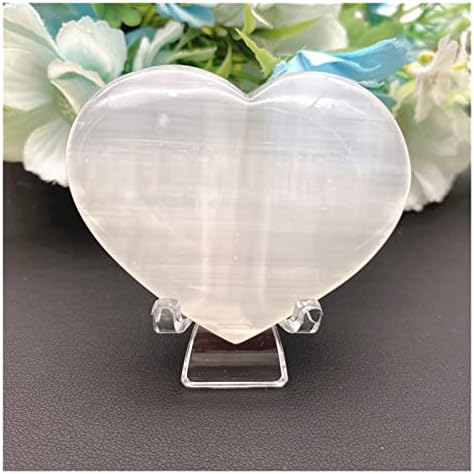 Qiaonnai ZD1226 1pc природен бел гипс селенит гипс камени кристали Loveубовта во форма на срце, полиран камен скапоцен камен, исцелување