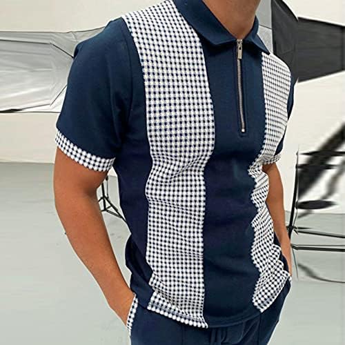 Beuu Zipper Поло голф кошули за мажи летни кратки ракави Светски мапа печати смешна графичка обична тениска врвна кошула за работа
