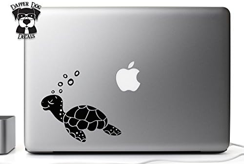 Симпатична морска желка црна налепница од 5 инчи декларирани за лаптоп лаптоп MacBook Air Pro Auto Одличен подарок Mac компјутер компјутер