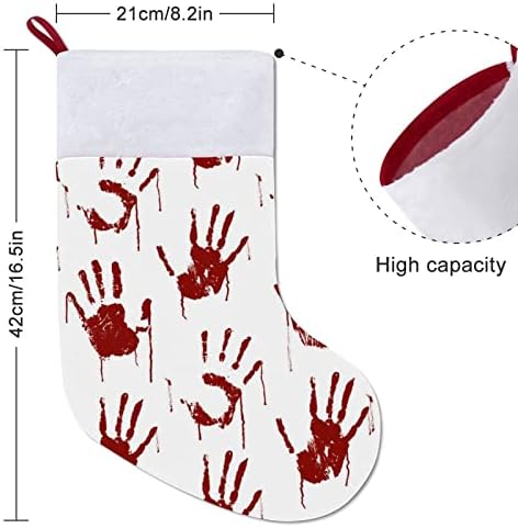 Црвени крвави застрашувачки раце Божиќ висечки чорапи за порибување за Божиќно дрво за одмор дома