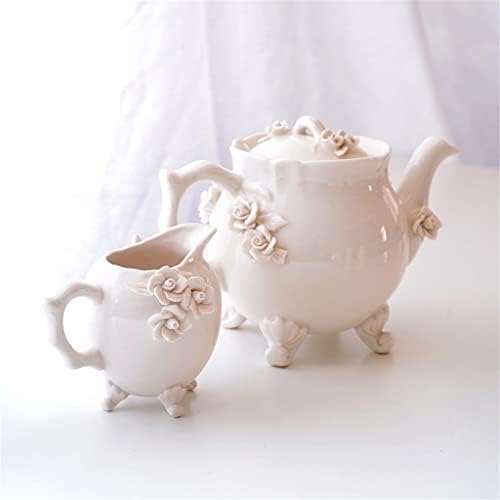 Xiulaiq Beige чај сет цвет украс керамички чајник крем млеко чаша чај сет попладневен чај