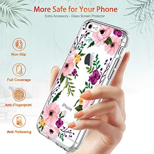 Џика Iphone 6 6s Случај Со Заштитник На Екранот, Не 6 Плус Јасна Тешка Заштитна Кутија Цветни Девојки Жени Отпорни На Удари Хард Компјутер