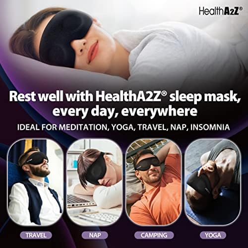 HealthA2Z Маска За Очи За Спиење, Технологија Поврзана Со Топлина, Лесна За Прилагодување, Идеална За Медитација, Јога, Патување, Дремка,