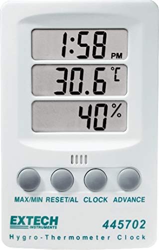 Екстех 445702 Индикатор Релативна Влажност/Температура Со Часовник