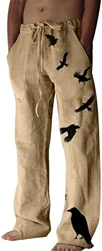 Машки панталони со еластична машка памучна половината и печатено џебно чипка на панталони со големи димензии модни чинови