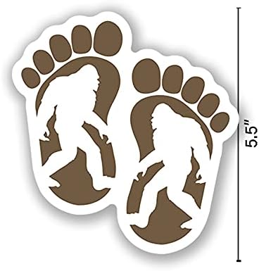 Bigfoot Sasquatch Foot отпечатоци од 2,5-инчен 5,5-инчен премиум квалитет винил декларации налепници | Ламинирана со УВ заштитен