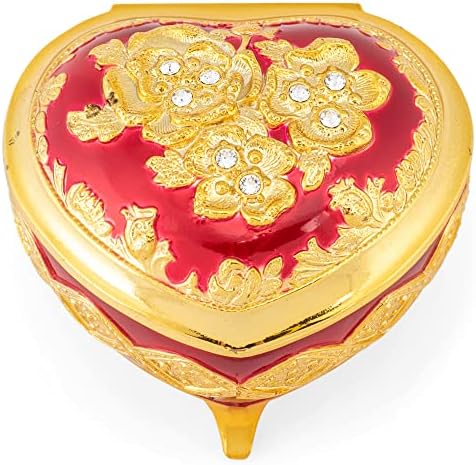 Хаело златен тон црвено срце накит со метални музички кутии за накит игра Шопен Нохуре