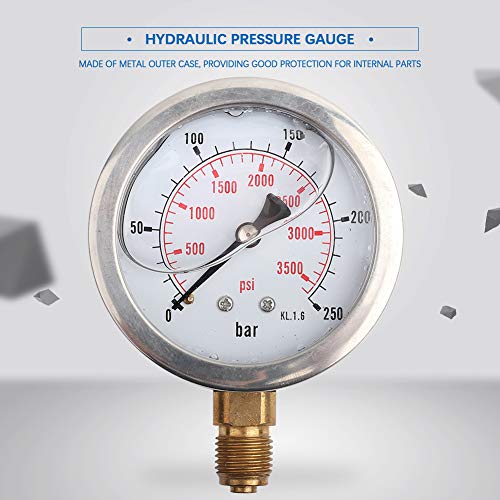 Dealpeak Dial Hydraulic Gauge 0-250 Bar 0- 3750psi G1 4 63mm Хидрауличен притисок на притисок за мерење на притисок на притисок