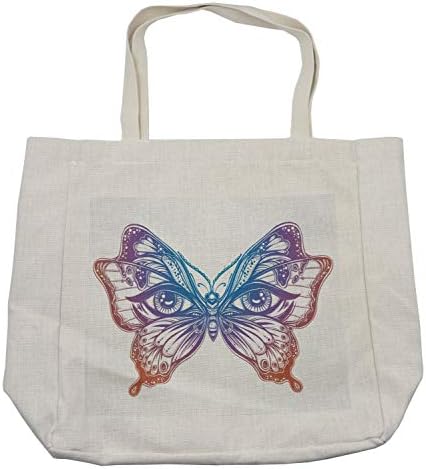 Торба за купување пеперутка Амбесон, госпоѓо пеперутка крилја со човечки очи ретро тетоважа тема тема природа, еко-пријателска торба за еднократно