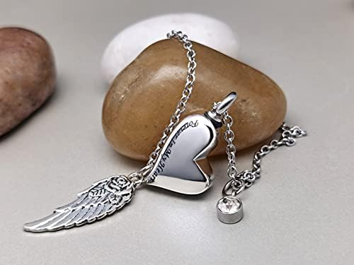 Luxglitterlin Wings of Angel Love Charm Heart Heart Cremation urn ѓердан за пепел 12 Memorial Contersake Memorial Pendant-Forver во моето