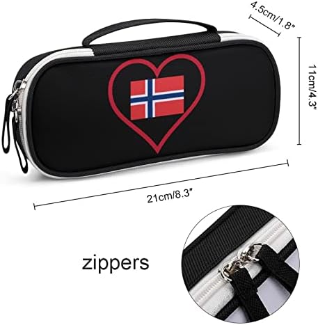 Loveубов Норвешка Црвено срце ПУ кожа Пен Пен за молив Организатор Преносна шминка за носење чанти за складирање на куќишта