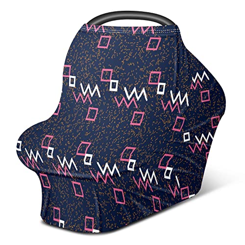 Бебе автомобилско седиште опфаќа апстрактна квадратна геометриска шема медицинска сестра капакот на шамија за доење на шамија за шамија за