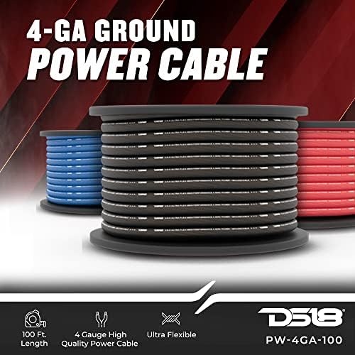 DS18 PW-4GA-100SLV 4 мерач на жица Ultra Flex CCA Power Wire Wire Cable 100 ft Сребрена-Одлично за засилувачи на автомобили со голема